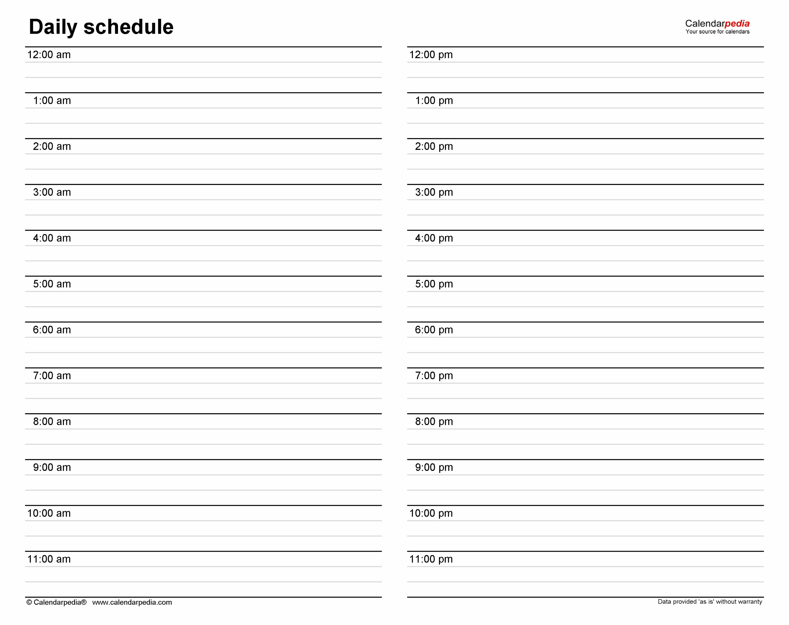 Free Daily Schedules For Word 30 Templates