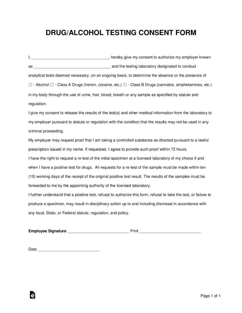 Free Printable Drug Testing Forms
