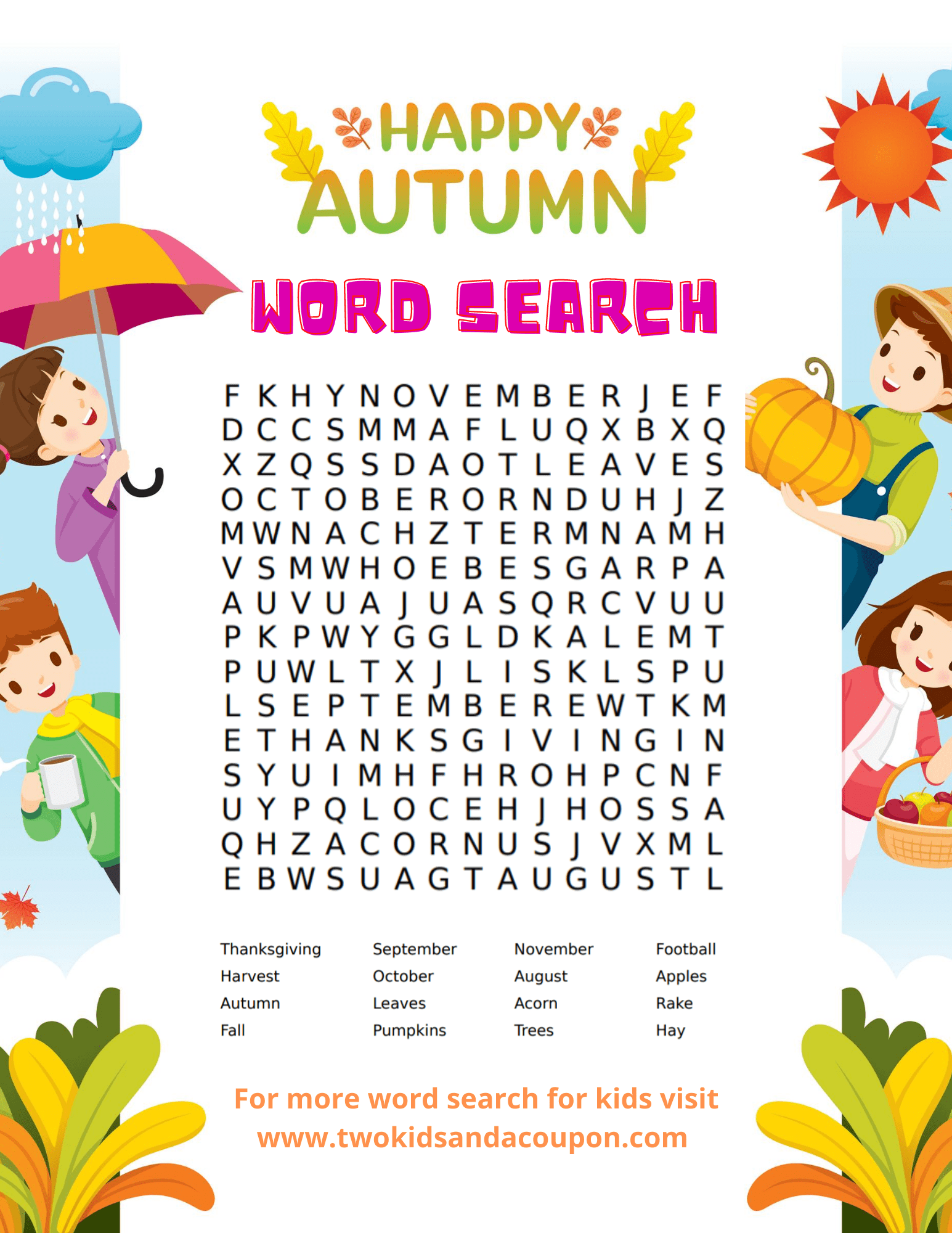 Free Kids Word Search Puzzle Two Kids And A Coupon