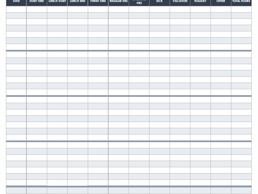 Free Monthly Timesheet Time Card Templates Smartsheet