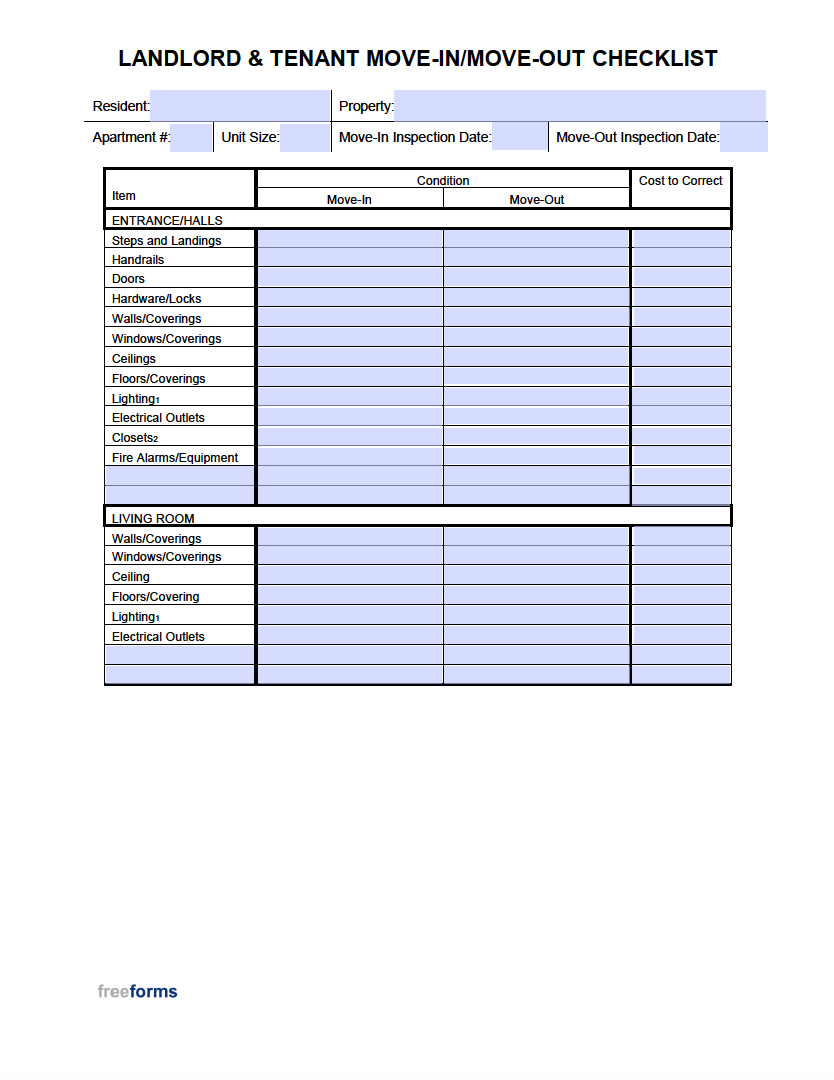 Printable Rental Inspection Checklist Free
