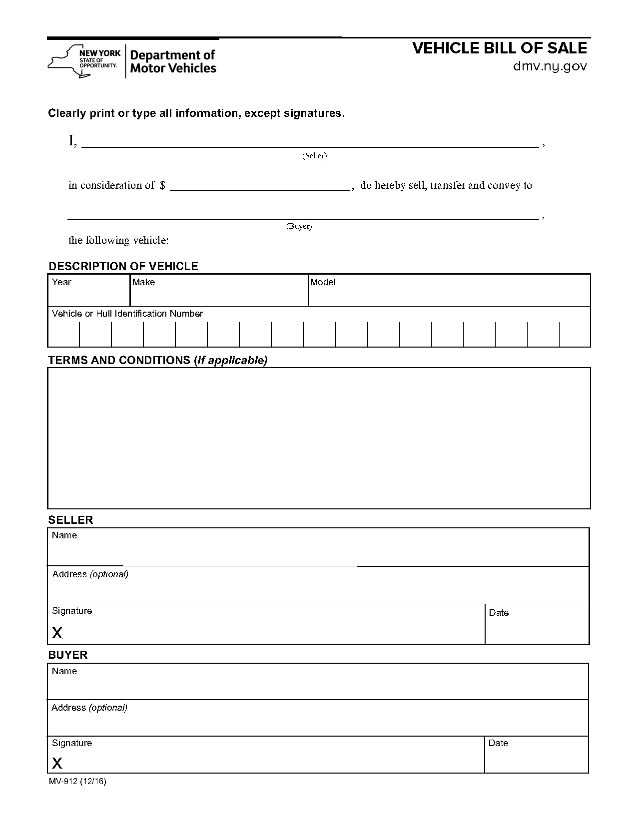 Printable Bill Of Sale For Boat