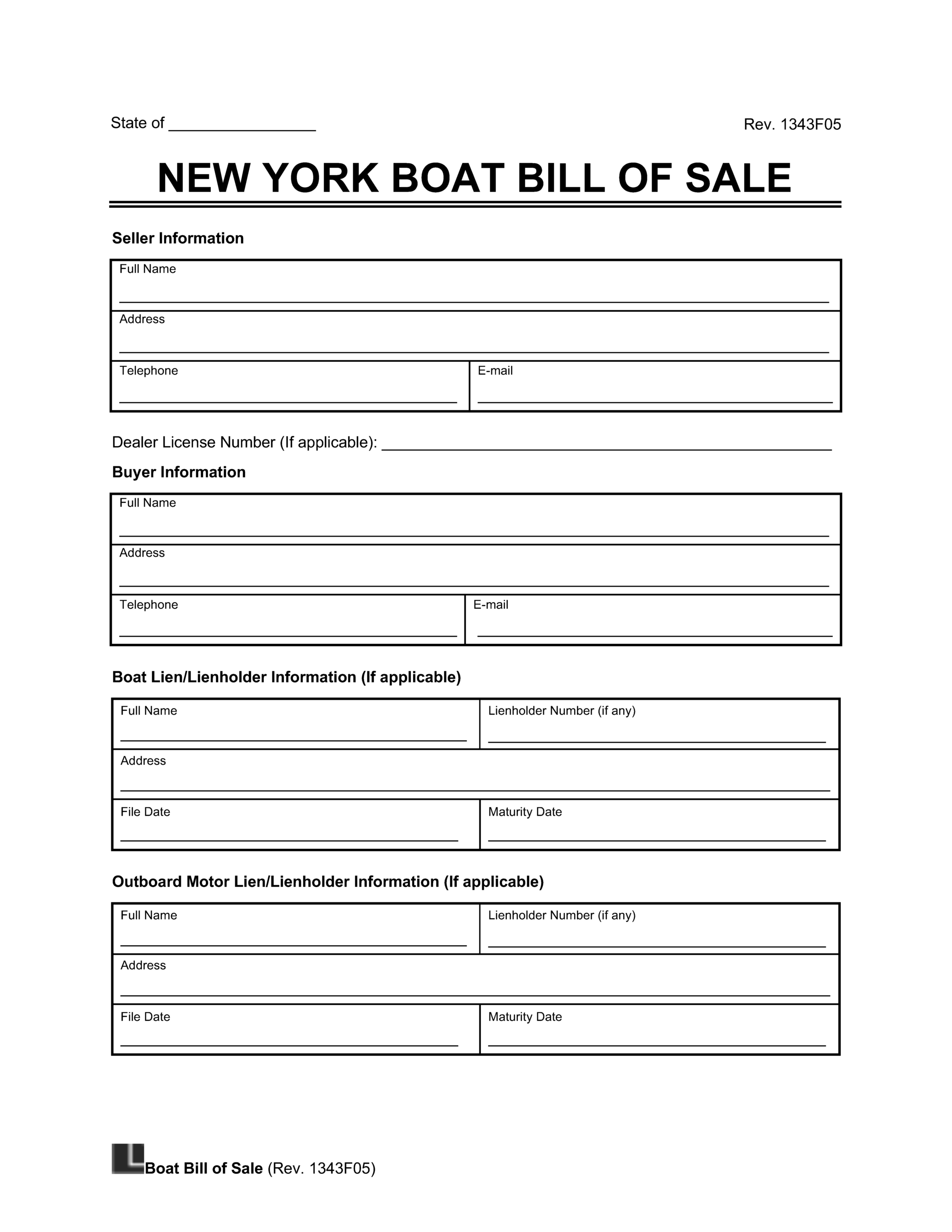 Free New York Boat Bill Of Sale Template PDF Word