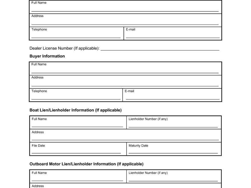 Free New York Boat Bill Of Sale Template PDF Word