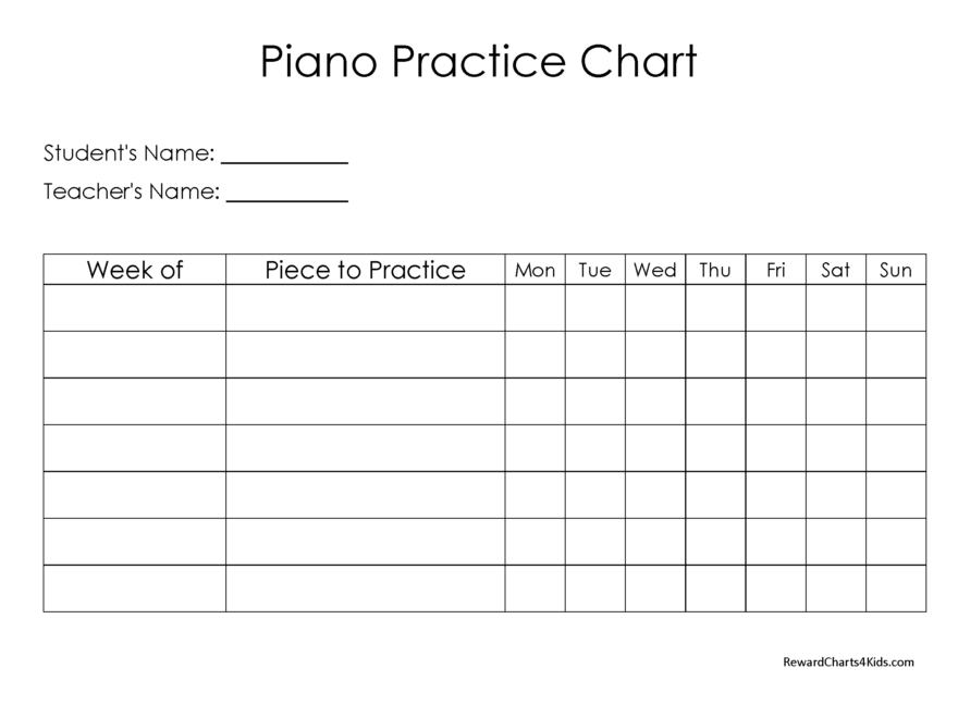 Free Piano Practice Chart Customize Online Then Print At Home