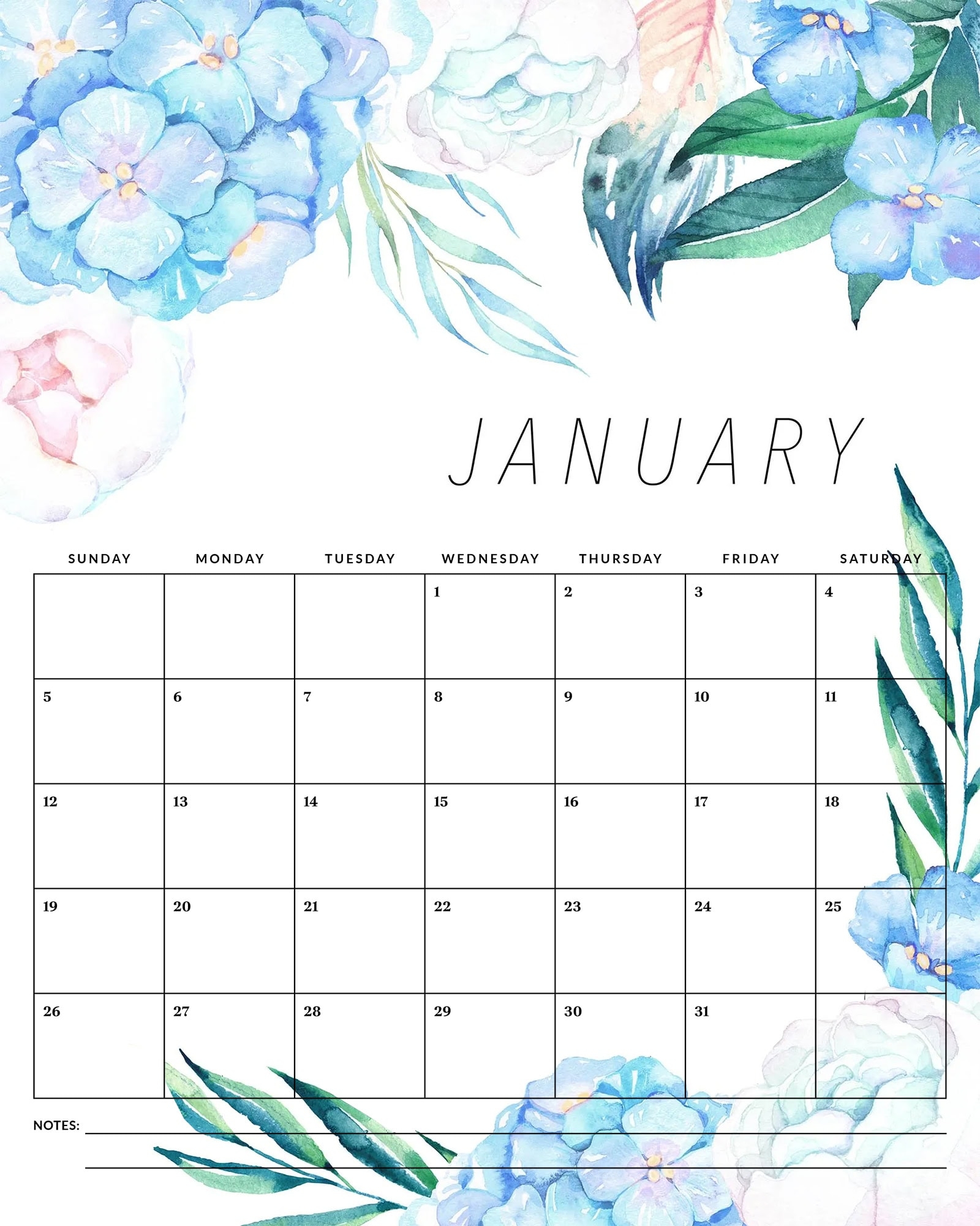 Free Printable 2025 Floral Calendar The Cottage Market