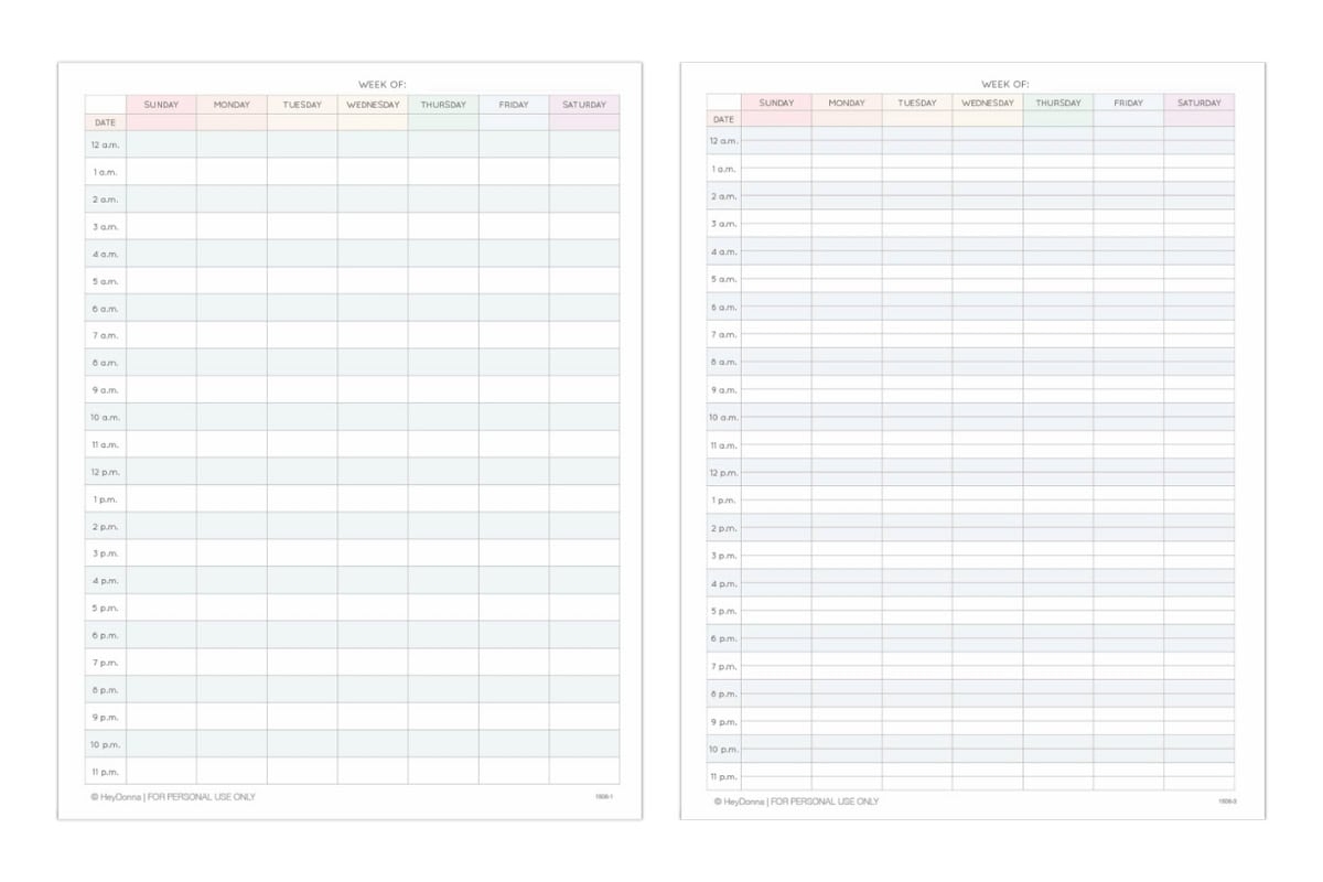 Printable Hour By Hour Schedule