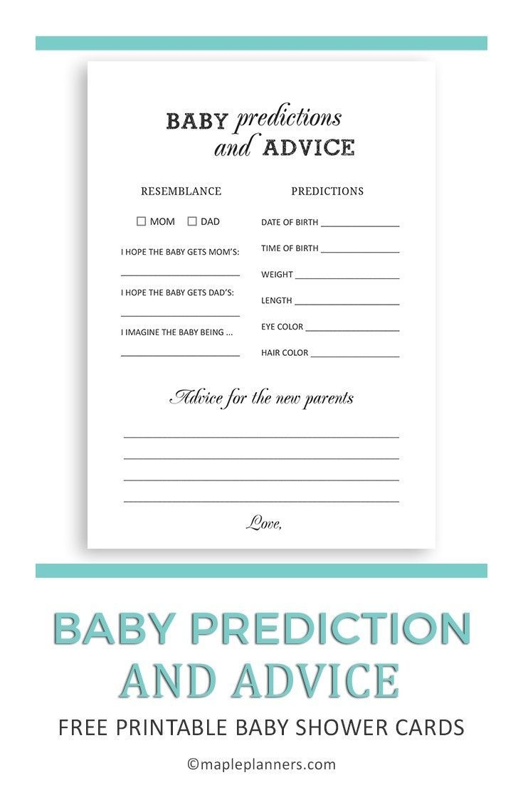 Free Printable Baby Prediction And Advice Cards Baby Shower Games