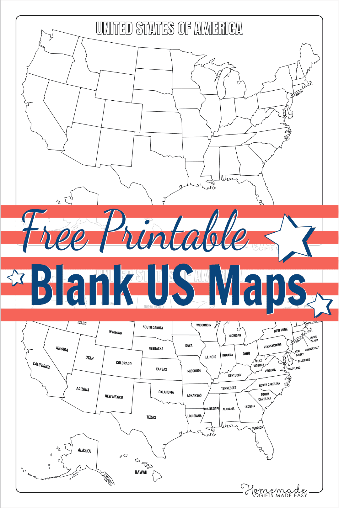 Blank Us State Map Printable