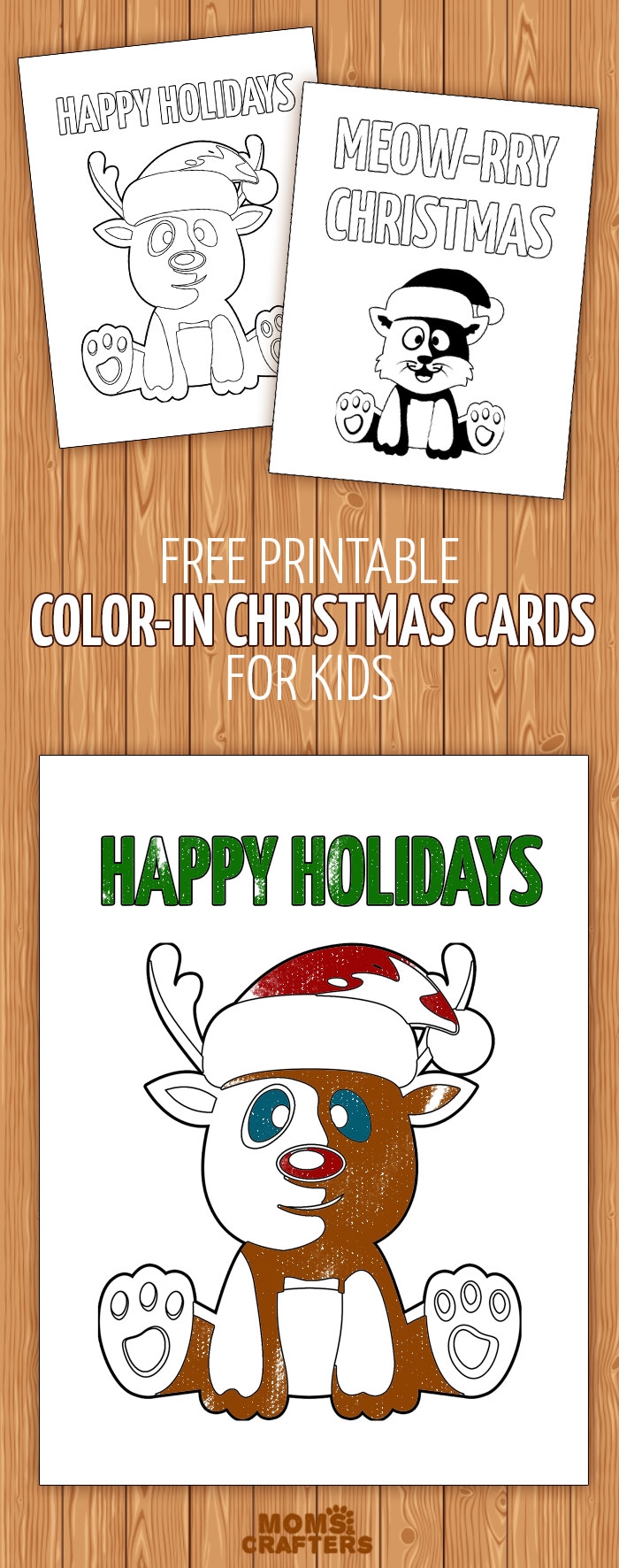 Free Printable Color in Holiday Cards For Kids Moms And Crafters