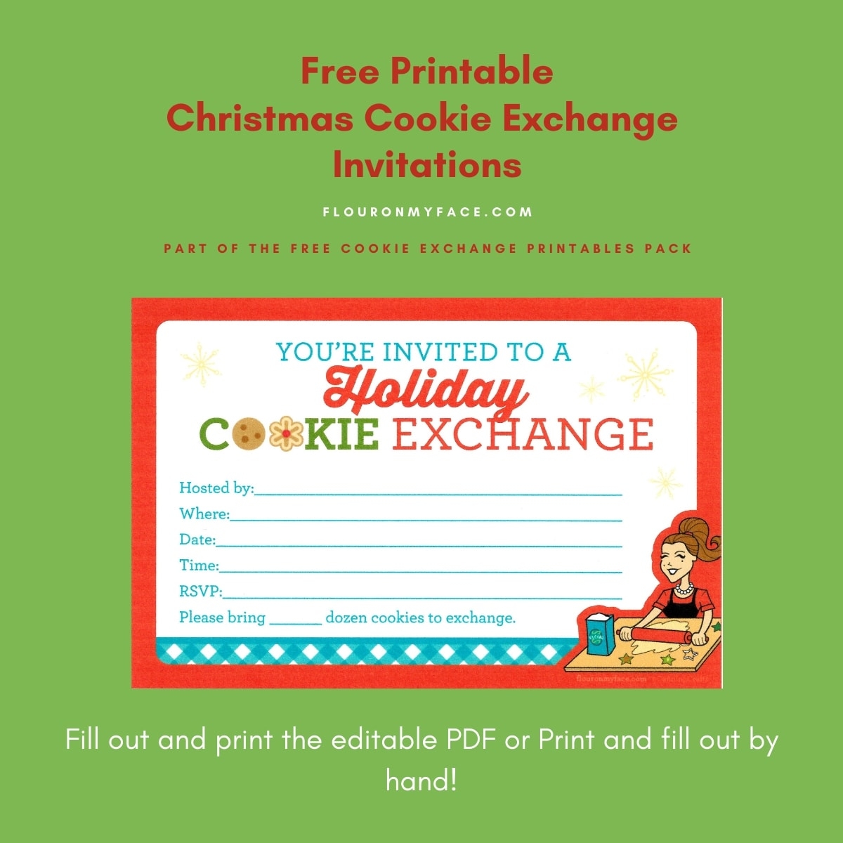 Free Printable Cookie Exchange Invitations Flour On My Face