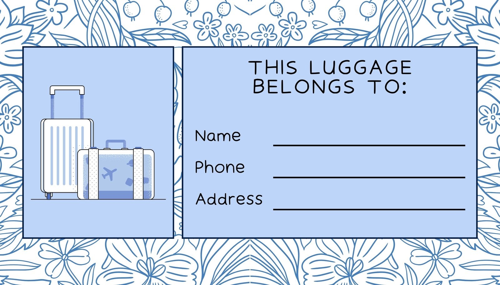 Free Printable Luggage Tag Inserts
