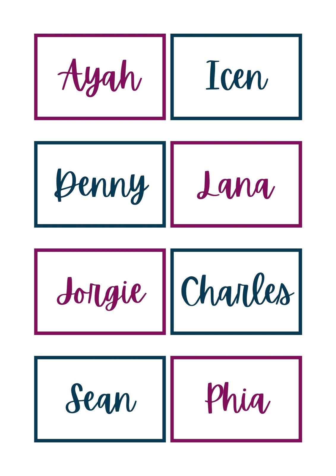 Free Printable Editable Name Plates