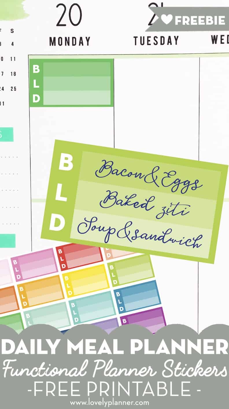 Free Printable Daily Meal Planner Stickers Lovely Planner