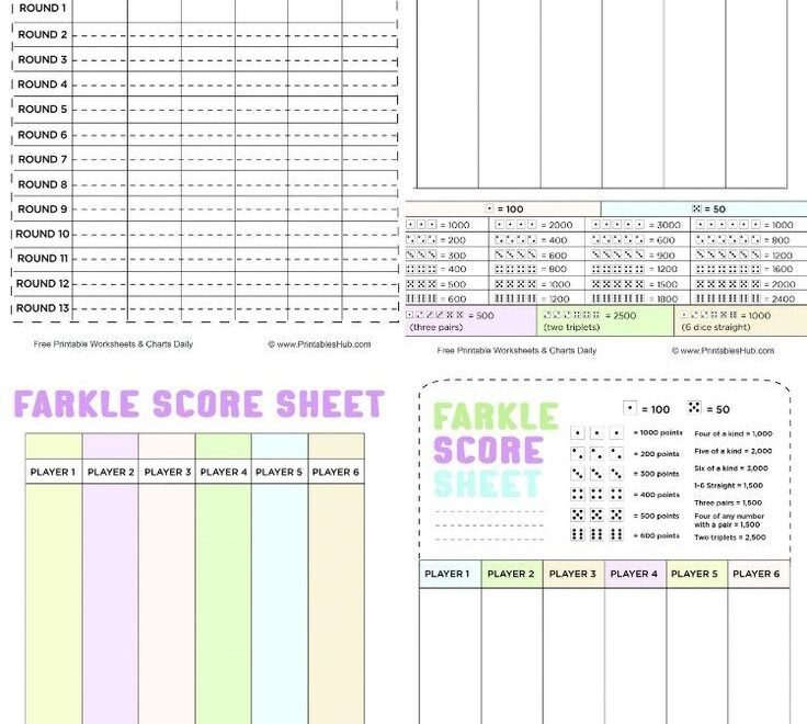 Free Printable Farkle Score Sheets PDF Included