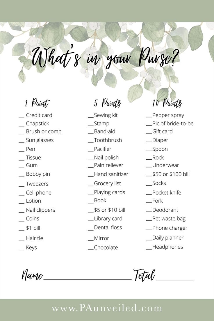 WhatS In Your Purse Free Printable