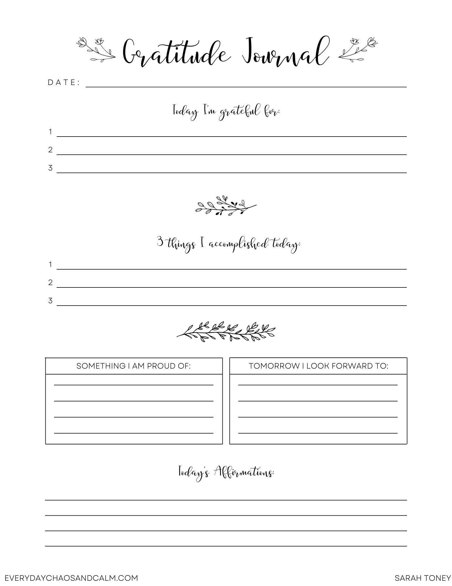 Free Printable Gratitude Journal Prompts