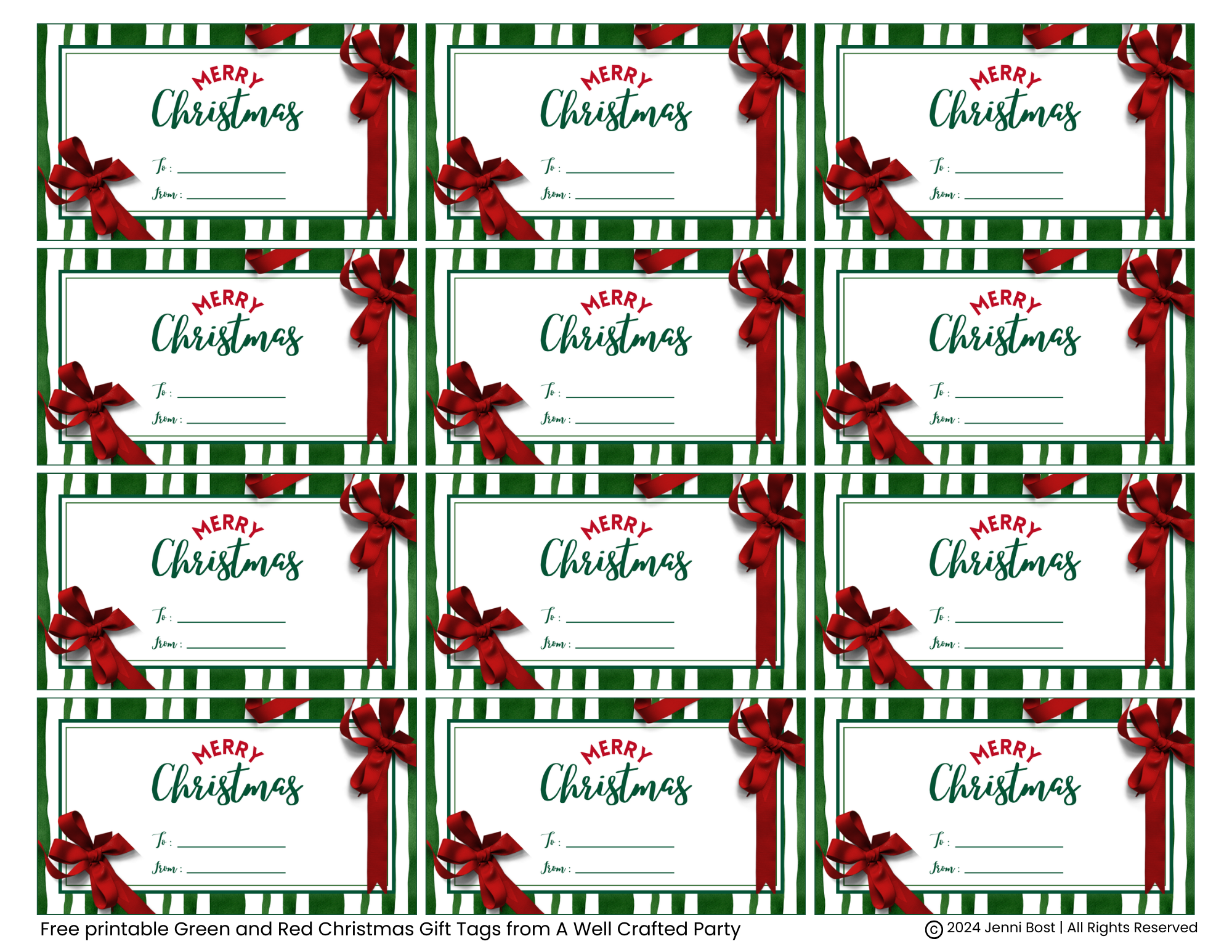Merry Christmas Gift Tags Printables