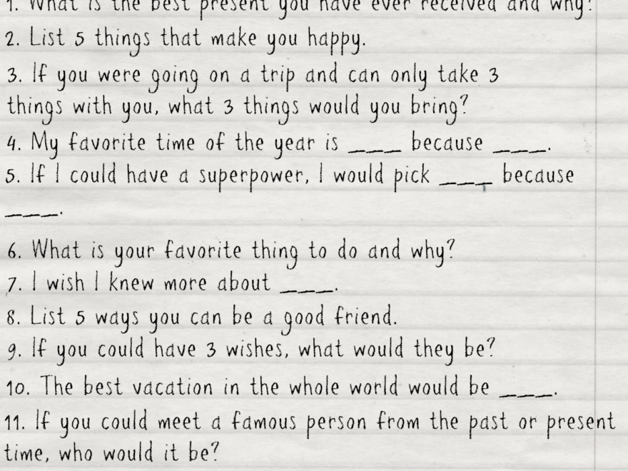 Free Printable Journal Writing Prompts For Kids