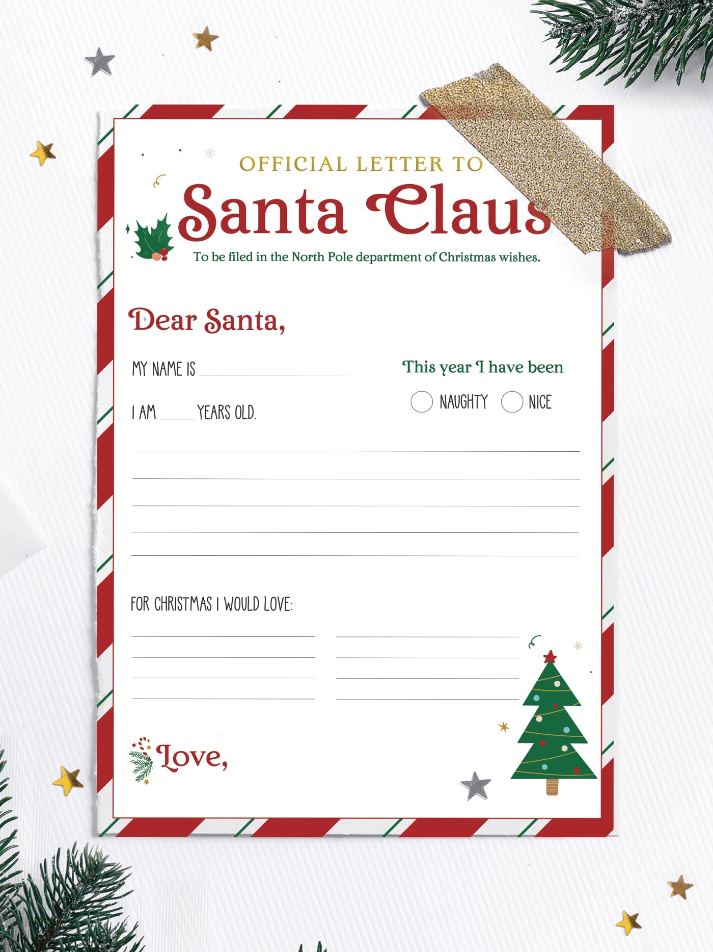 Letter For Santa Printable Free