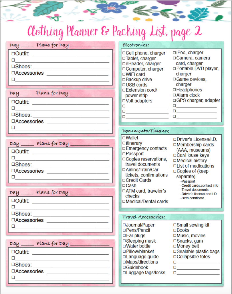 Free Printable Packing List For Vacation