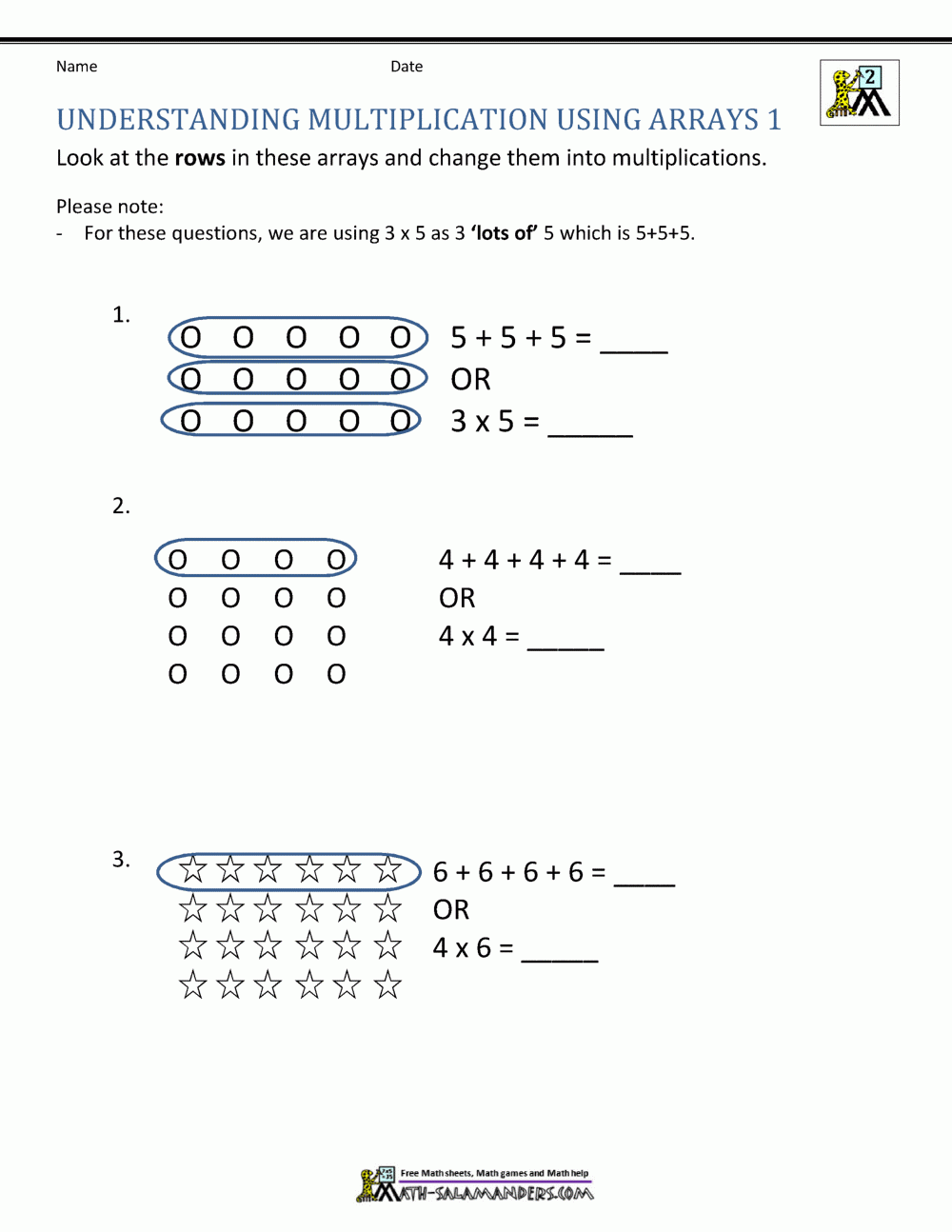 Multiplication Printable Worksheet For 2Nd Grade