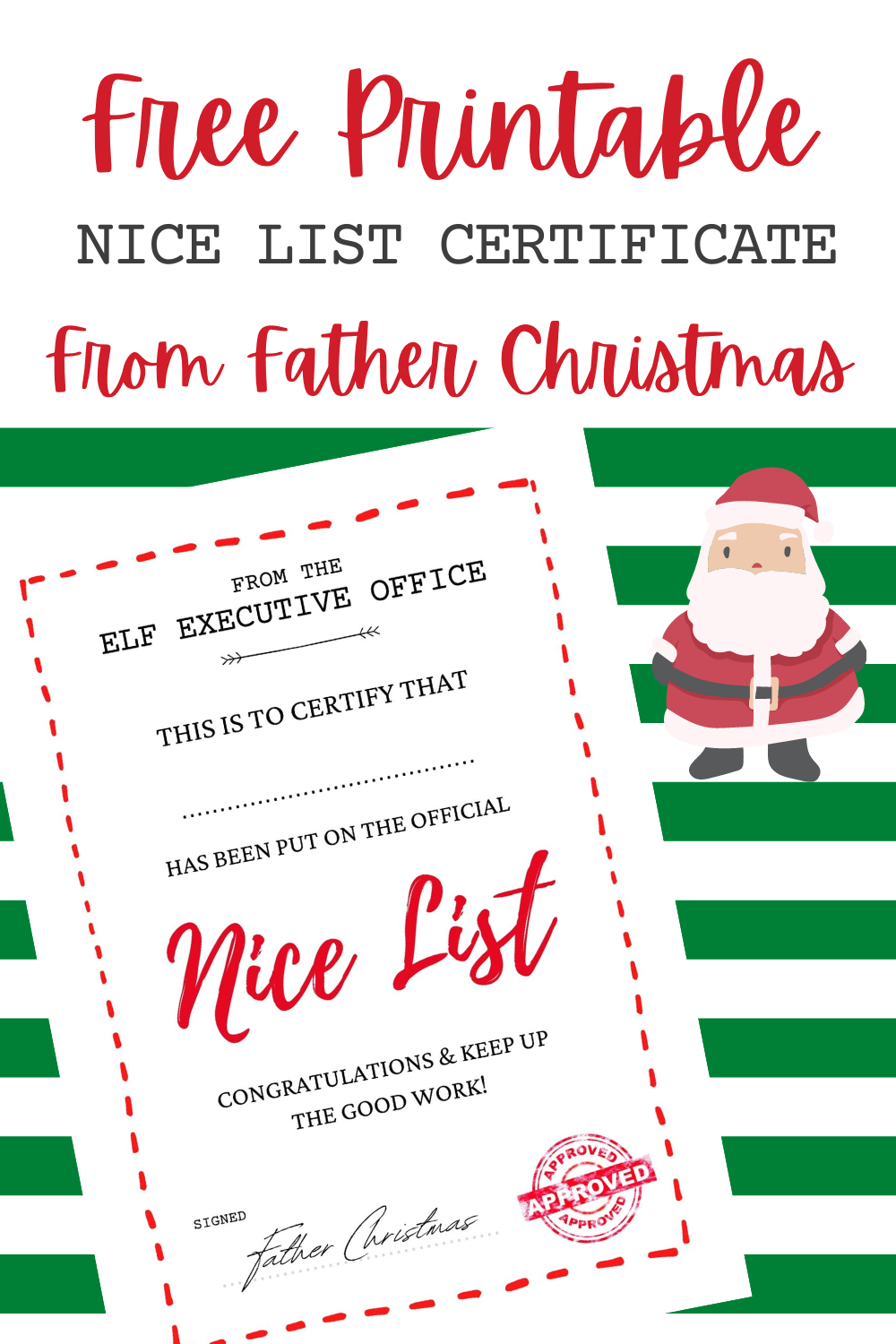 Free Printable Santa Nice List Certificate 2025