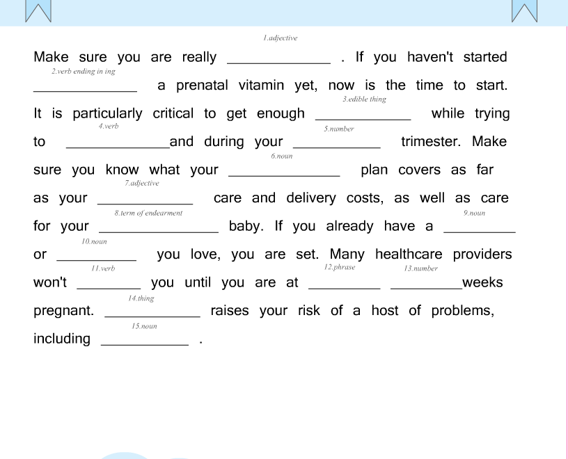 Free Printable Pregnancy Advice Mad Libs For Baby Shower