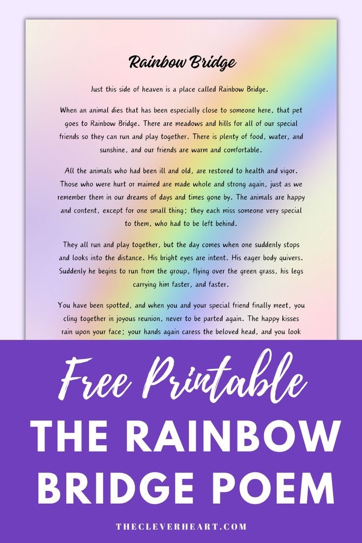 Free Printable Rainbow Bridge Poem