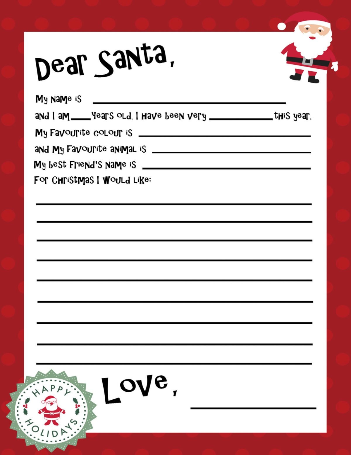 Free Printable Christmas Letter Templates
