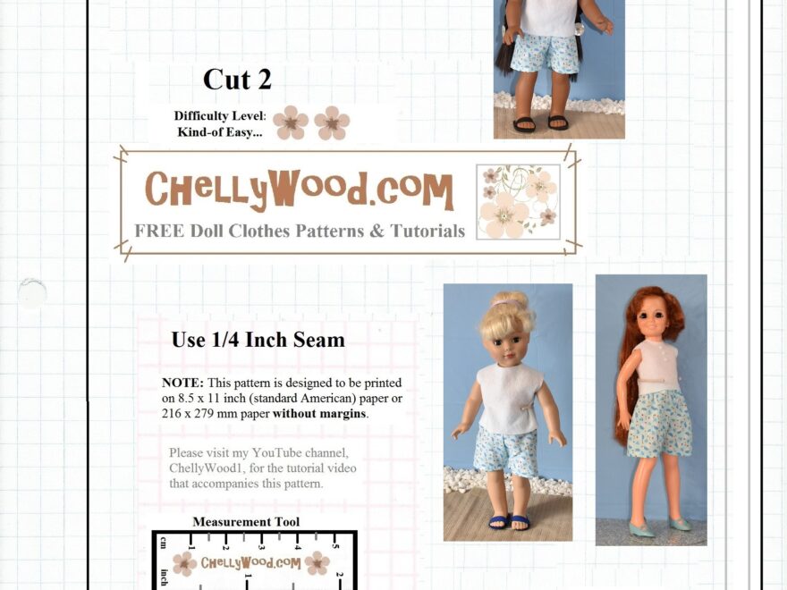 Free Printable Shorts patterns For AmericanGirl And Other 18 inch dolls Free Doll Clothes Patterns