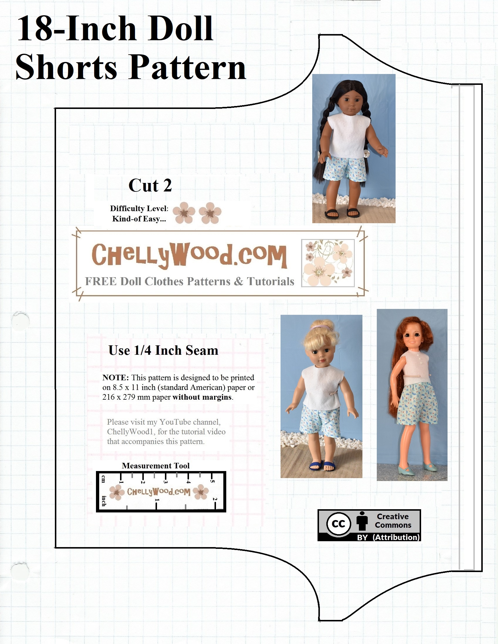 Free Printable Shorts patterns For AmericanGirl And Other 18 inch dolls Free Doll Clothes Patterns