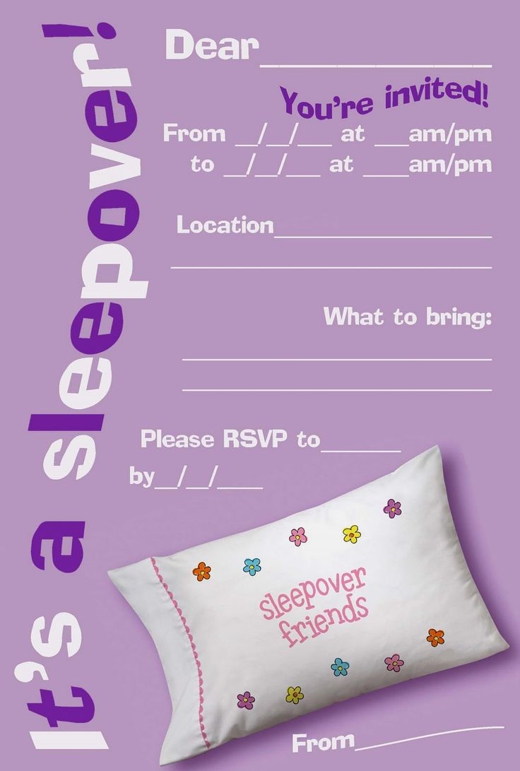 FREE PRINTABLE SLEEPOVER SLUMBER PARTY INVITATIONS
