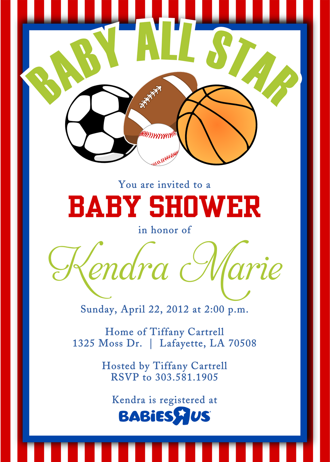 Free Editable Printable Sports Baby Shower Invitation