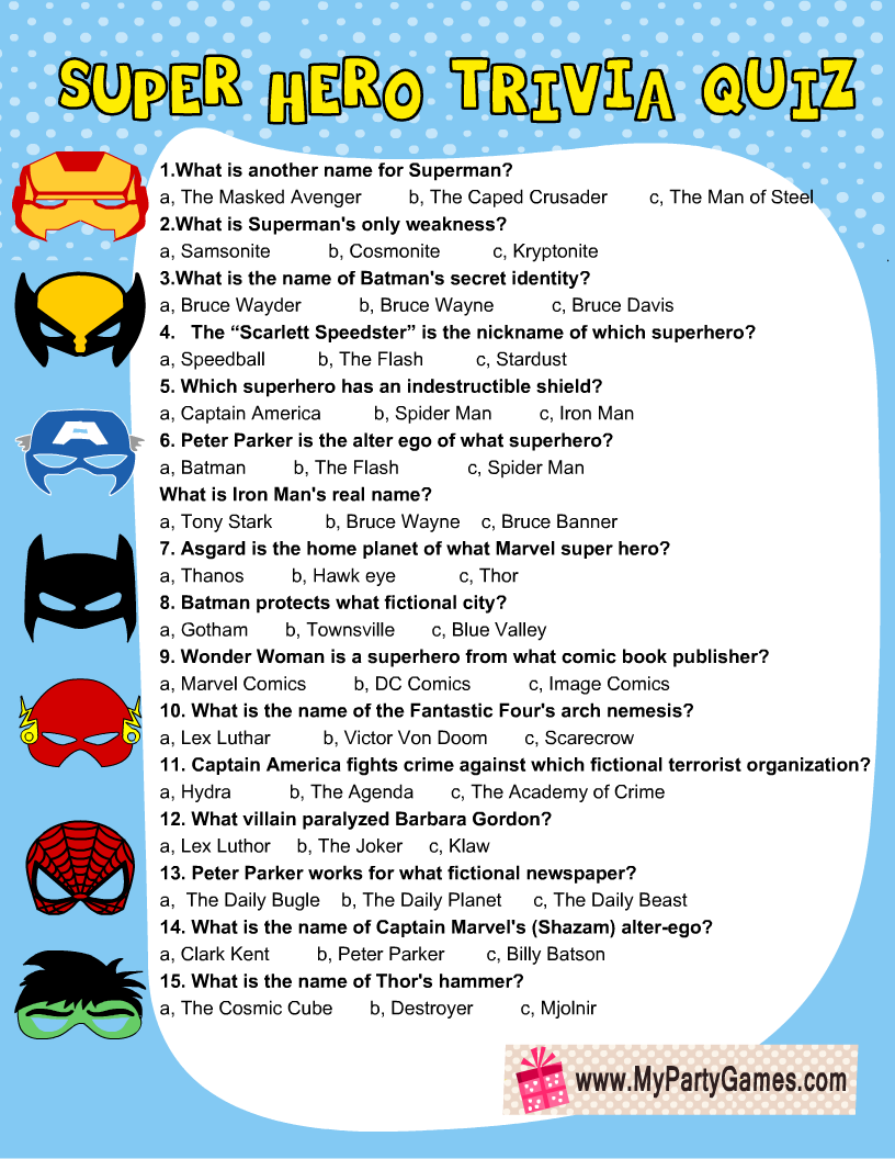 Marvel Movie Trivia Questions And Answers Printable