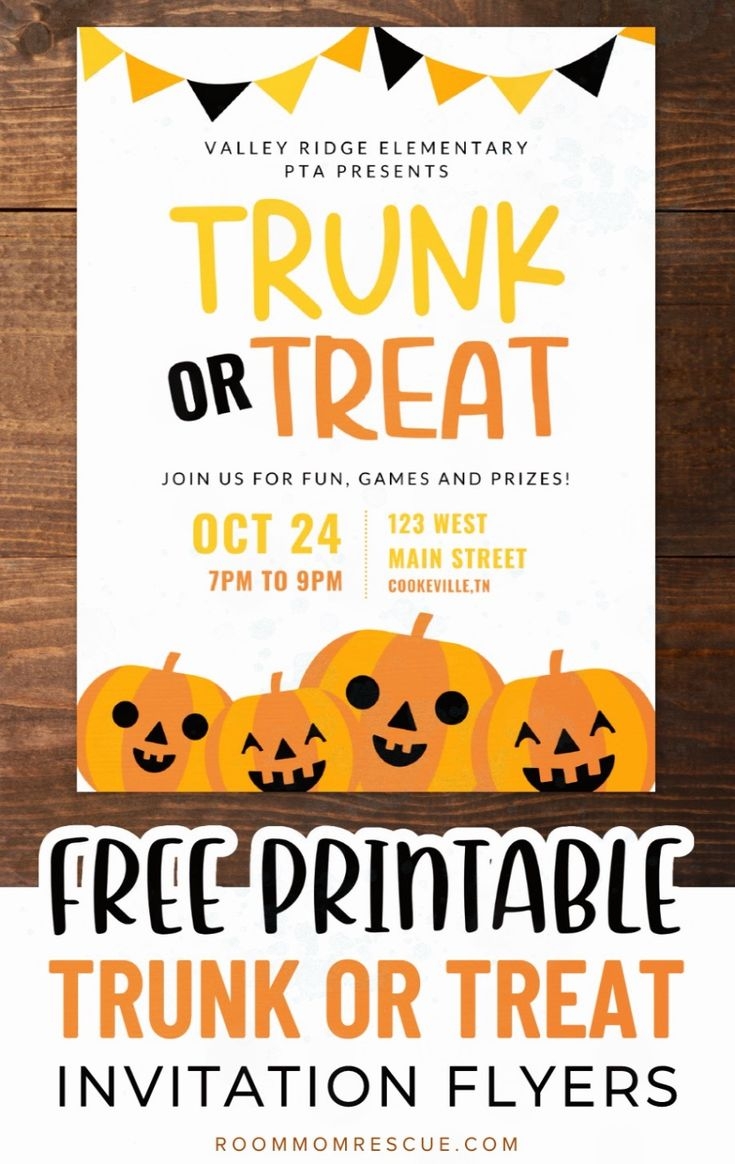 FREE PRINTABLE Trunk Or Treat Flyer Template For Halloween