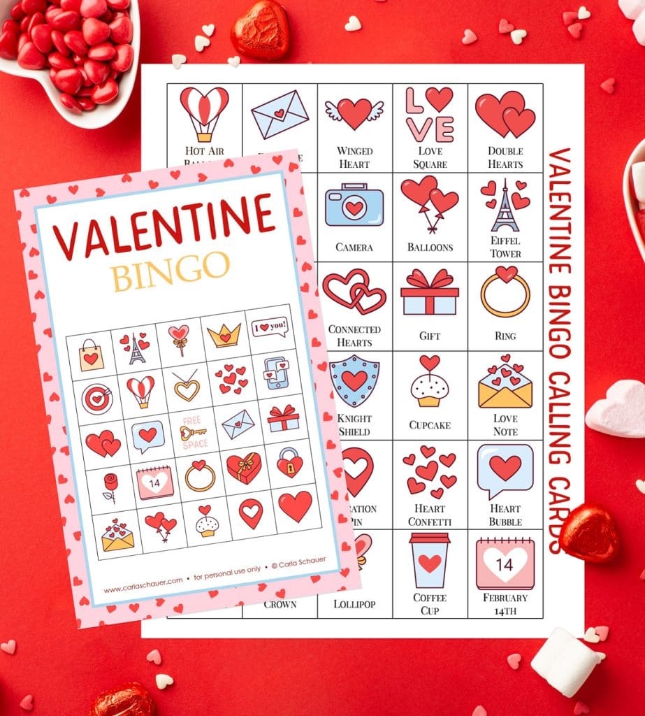 Free Printable Valentine s Bingo Cards for All Ages Carla Schauer Designs