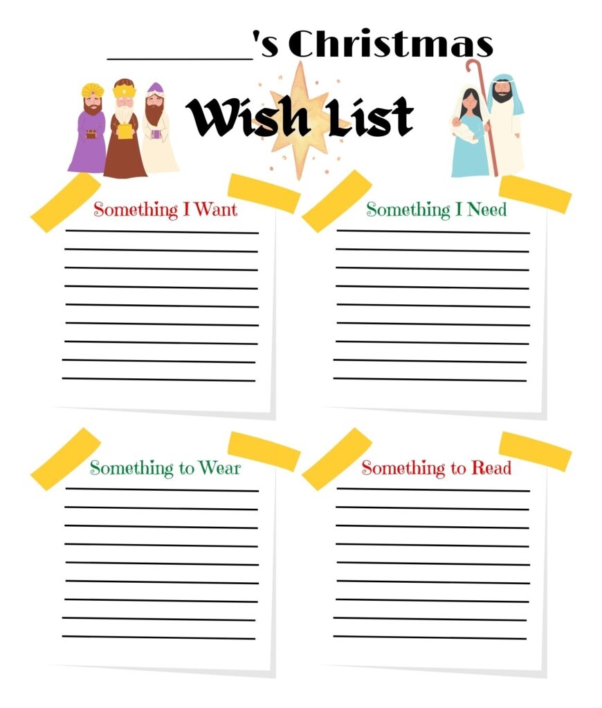 Want Need Wear Read Christmas List Printable