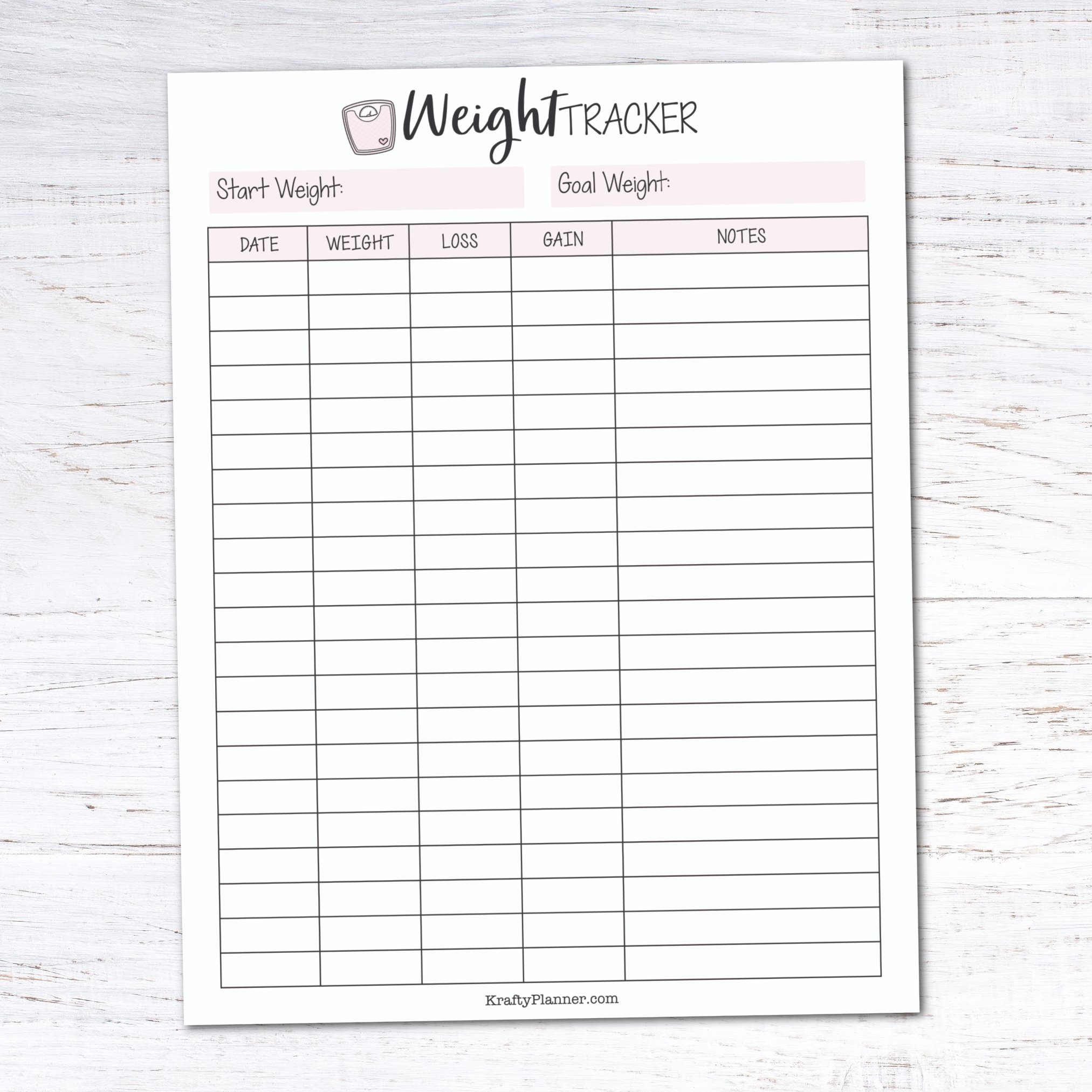 Cute Weight Loss Tracker Printable