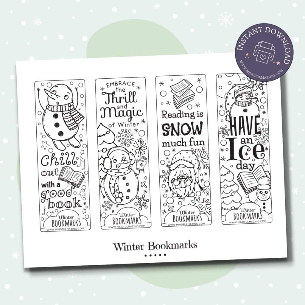 Free Printable Winter Coloring Bookmarks Mindfulmazing Worksheets Library