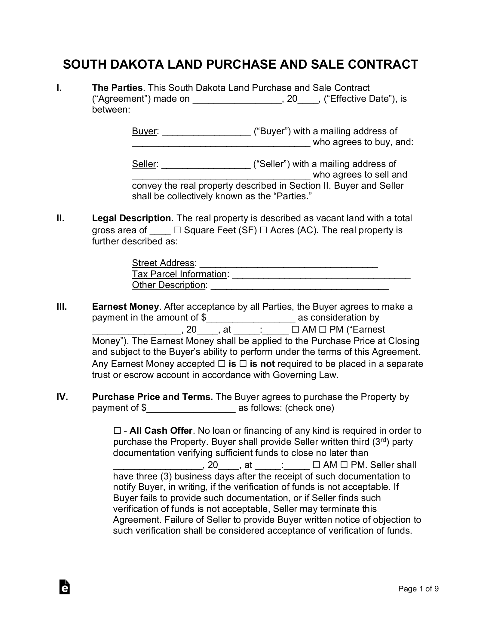 Free Printable Contract For Deed Forms