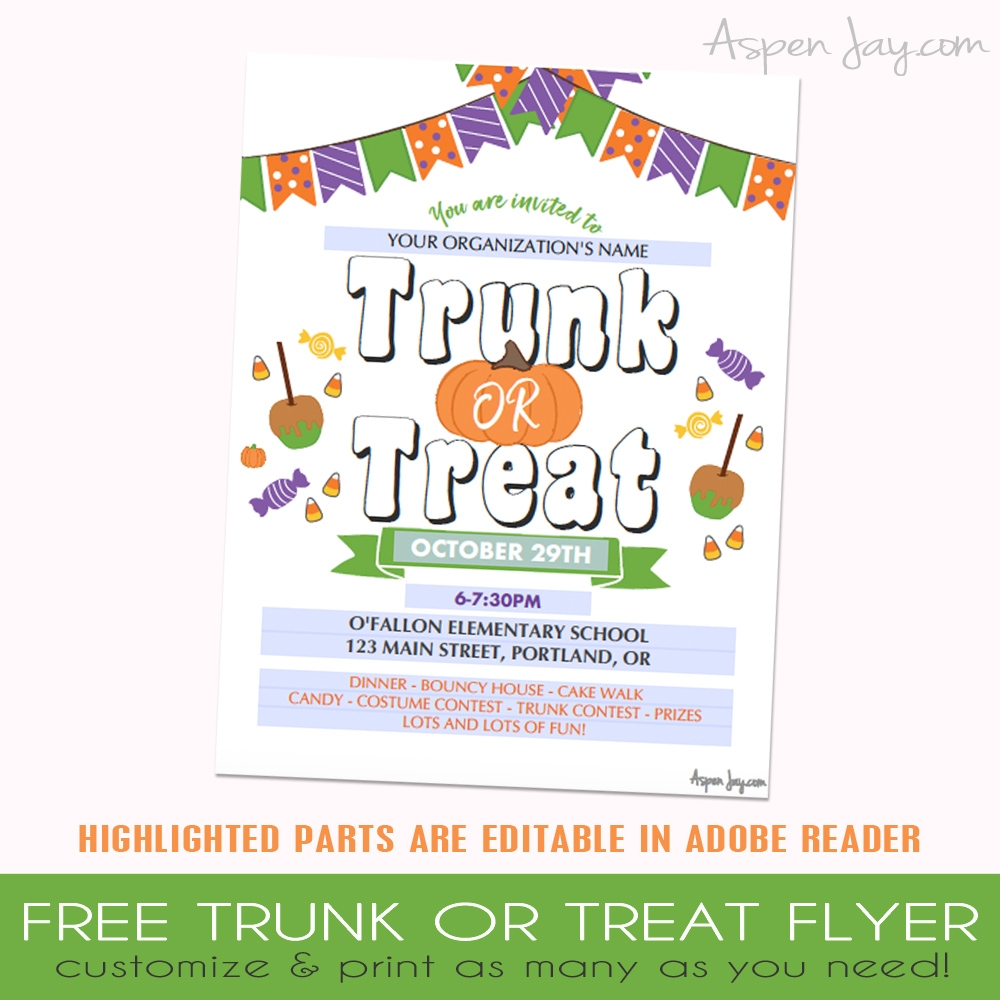 FREE Trunk Or Treat Flyer Template Aspen Jay