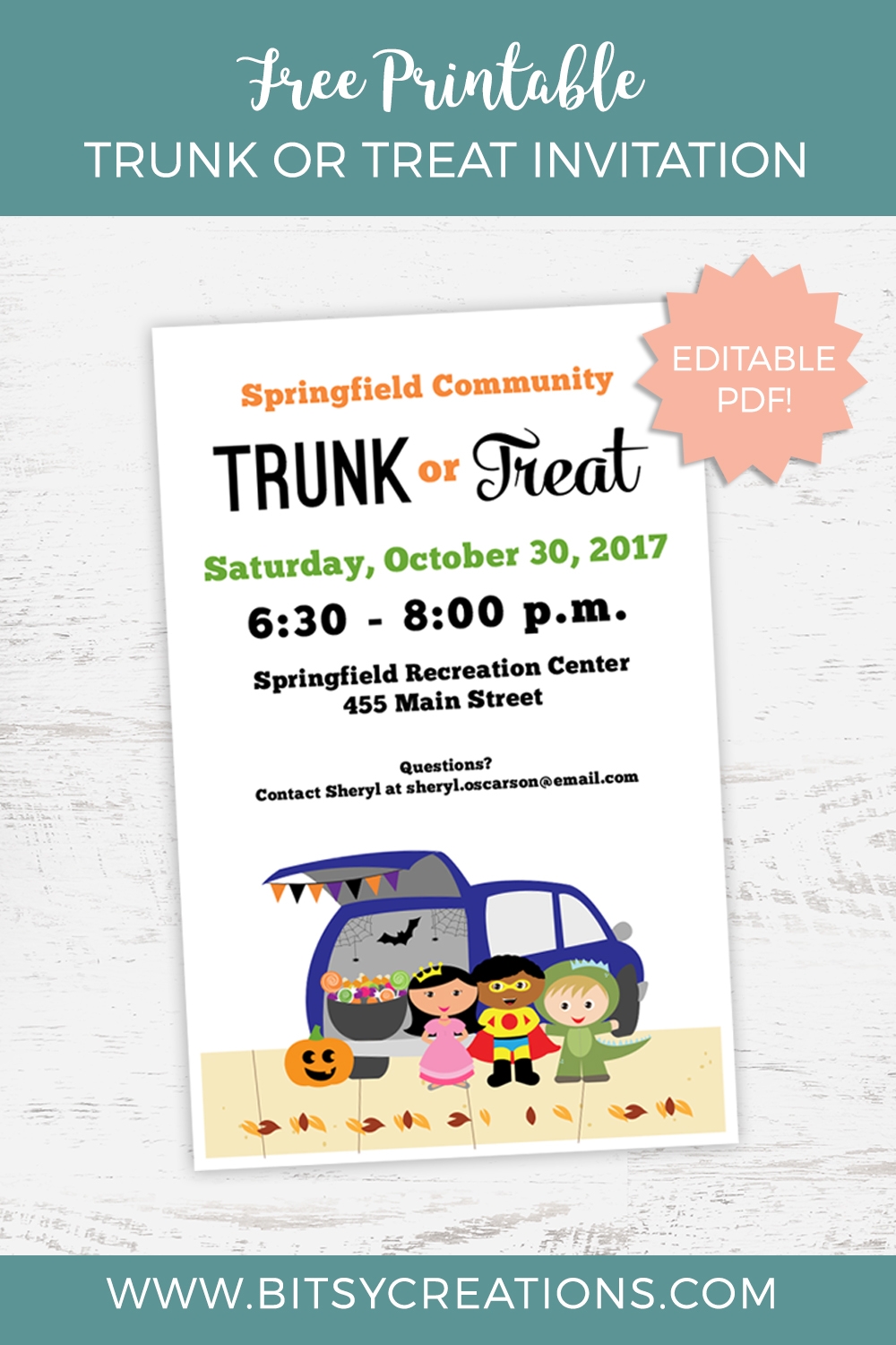 Free Trunk Or Treat Invitation Editable PDF