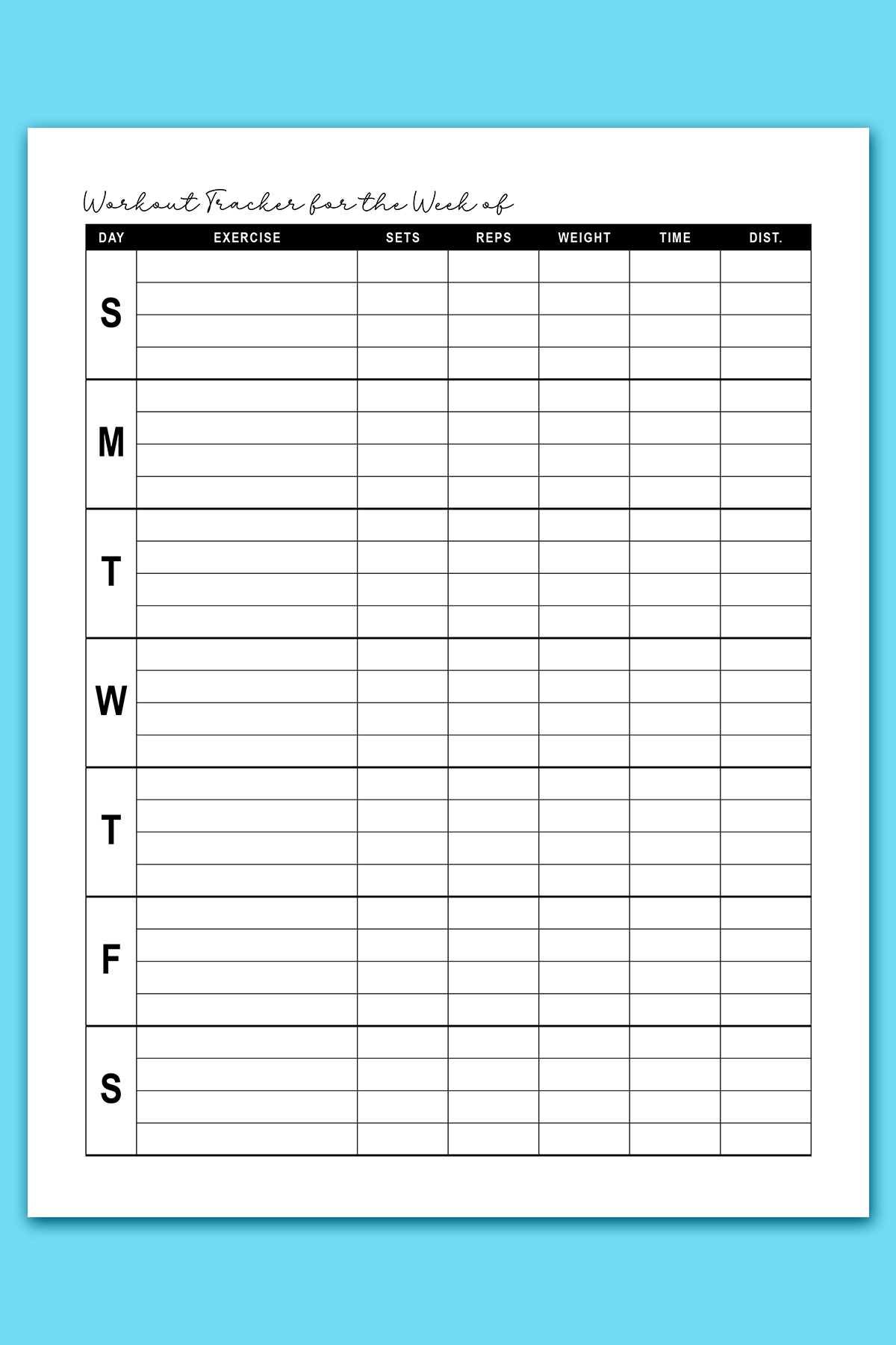 Free Printable Workout Log Sheets