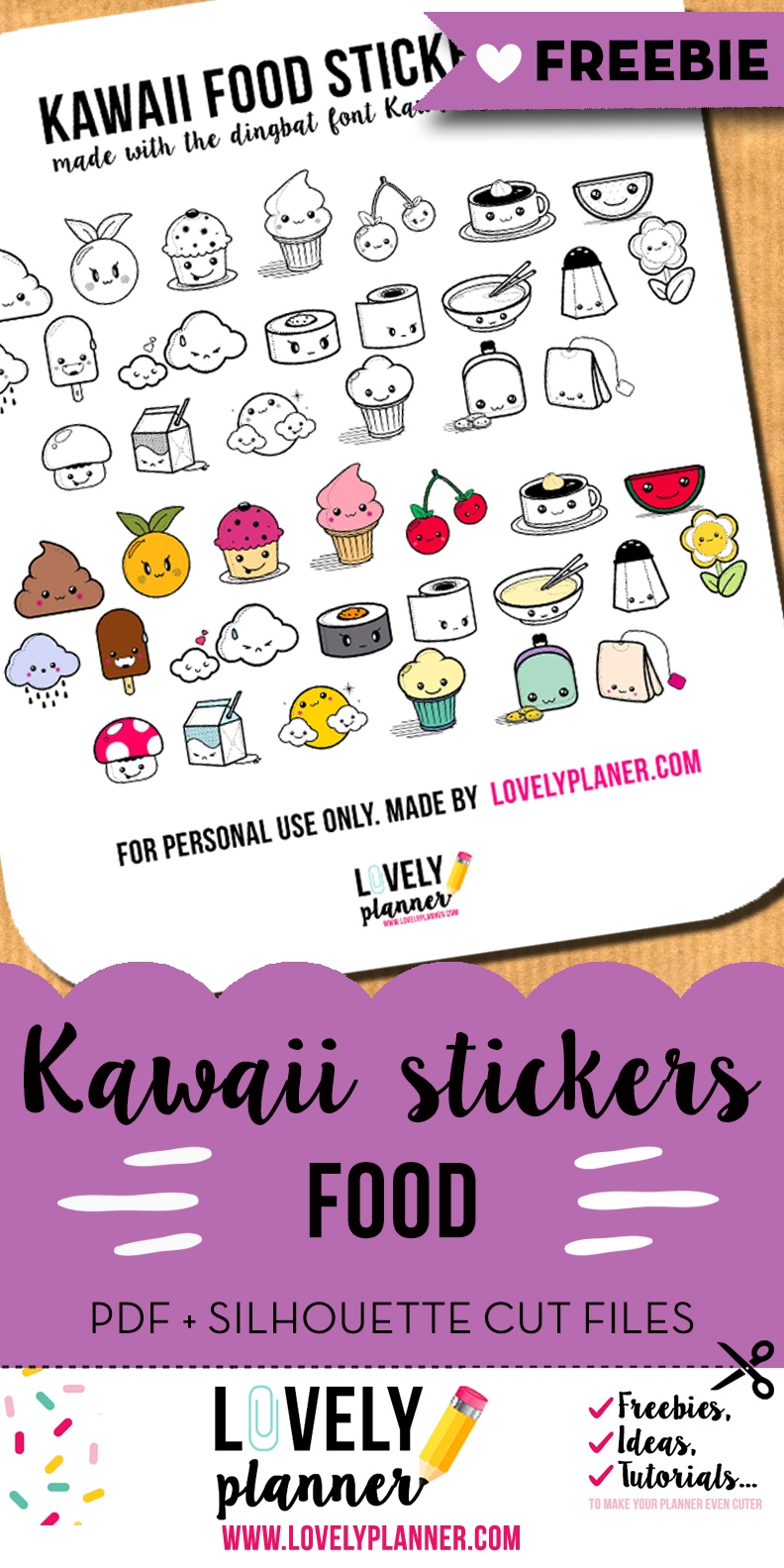 Freebie Cute Food Stickers For Your Planner Lovely Planner