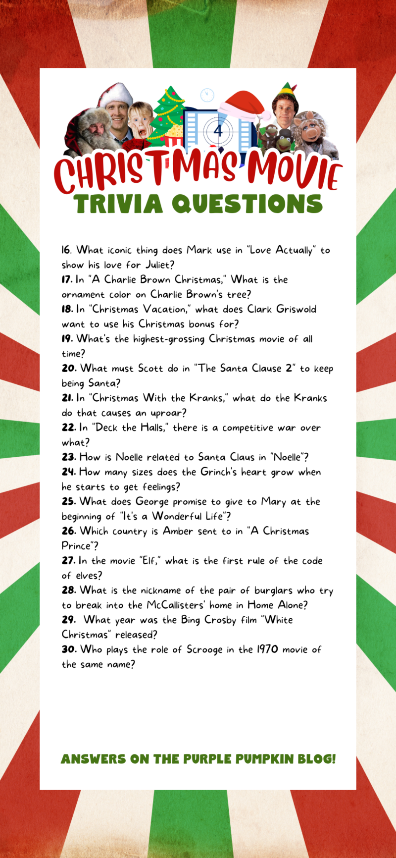 Christmas Trivia Multiple Choice Questions And Answers Printable