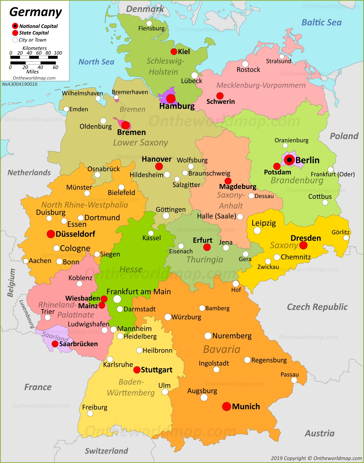 Printable Map Of Germany With Cities And Towns