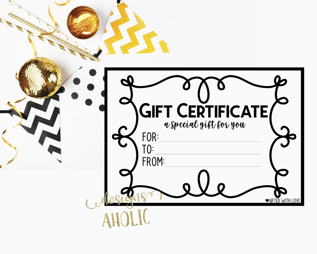 Gift Certificate Template Gift Card Printable Customizable Gift Certificate Personalized Gift Certificate Gift Certificate Printable Etsy