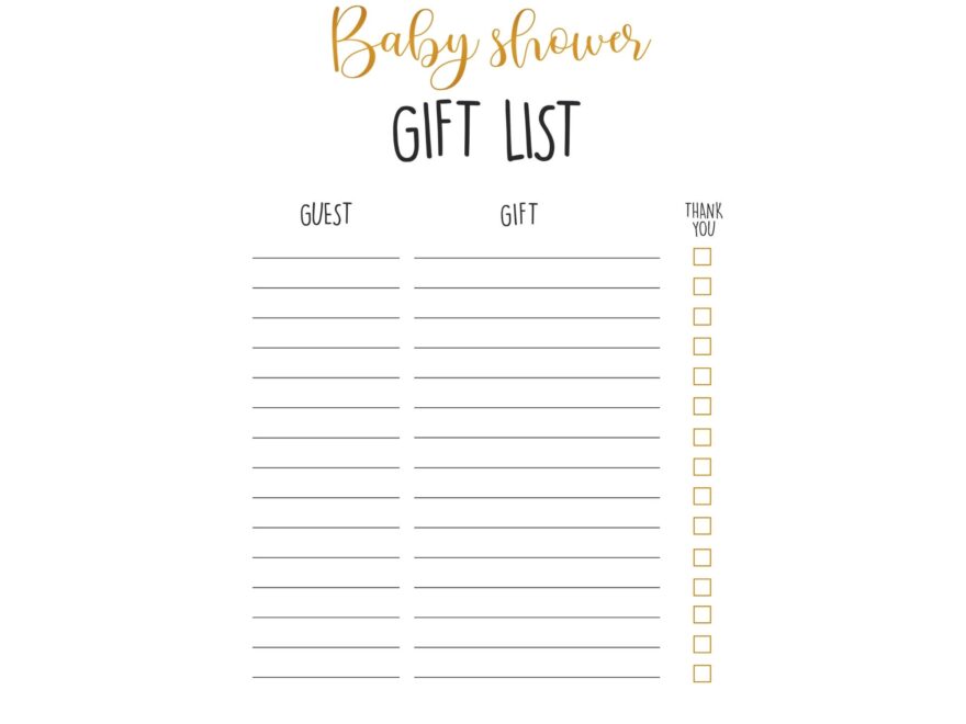 Gift List Printable Baby Gift List Baby Shower Gifts Shower Gift List Gift Log Book Template Baby Shower Etsy