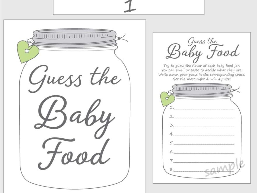 Guess The Baby Food Printable Baby Shower Game Mint Green Gender Neutral Mason Jar Etsy